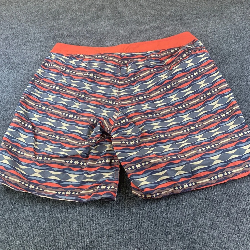 Patagonia Wavefarer Board Shorts Mens 34 Blue Orange Geometric Wave